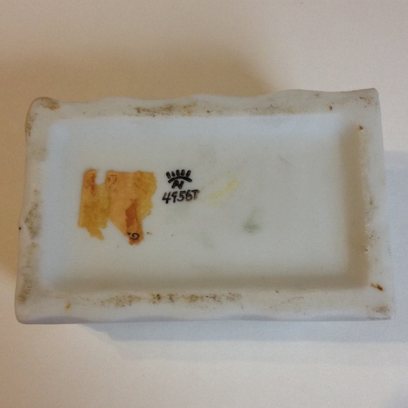 Phonograph Toothpick Holder Vintage Trinket Jewelry Box Unique Ceramic Floral - Picture 8 of 8